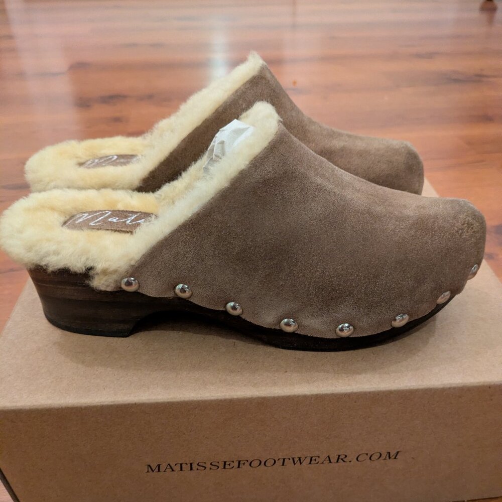 Matisse Mayfair Taupe Suede Leather Studded Clogs Boho
